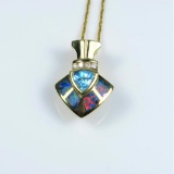 Brilliant Black Opal, Blue Zircon & Diamond