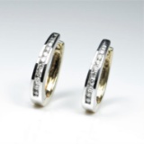 Striking Two-Tone Hoop Style Diamond Earrings