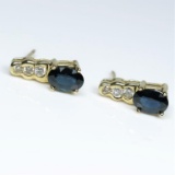 Striking Blue Sapphire and Diamond Earrings