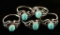 Lot of 5 Navajo Turquoise Ladies Rings