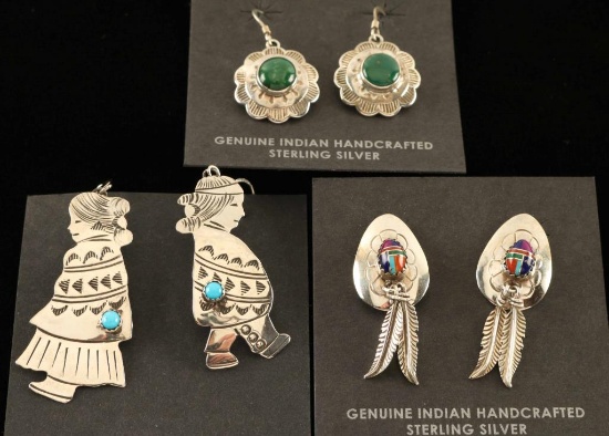 Lot of 3 Pairs of Sterling Silver Earrings