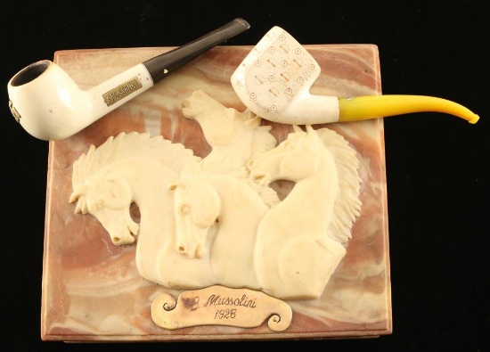 Marble Resin Pipe Box with Horses Heads