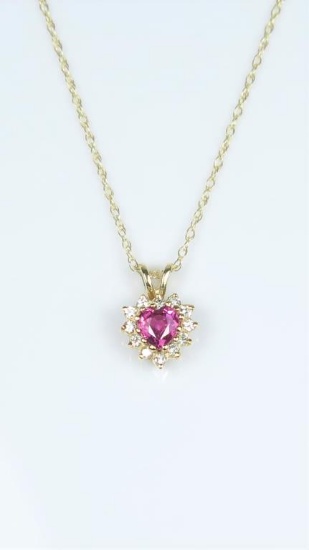 Heart shaped Ruby & Diamond Pendant