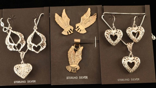 Lot of 3 Sterling Silver Earrings Set