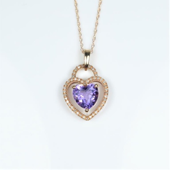 Charming Heart Shaped Amethyst & Diamond