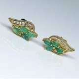 Stylish Emerald and Diamond Earrings