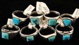 Lot of 8 Turquoise Mens Rings