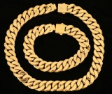 Heavy Gold Plated Necklace and Bracelet
