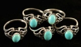 Lot of 5 Navajo Turquoise Ladies Rings