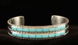 Turquoise Silver Inlay Cuff