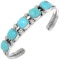 Five Stone Turquoise Silver Bracelet