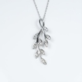 Graceful Leaf Design Diamond Pendant