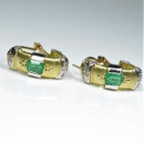 Extra Fine Colombian Emerald and Diamond Earrings