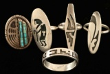 Lot of 5 Native Sterling Rings