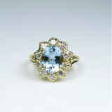Gorgeous Fine Estate Aquamarine and Diamond Ring