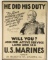 Rare Original Marine Corp Recruiting Poster