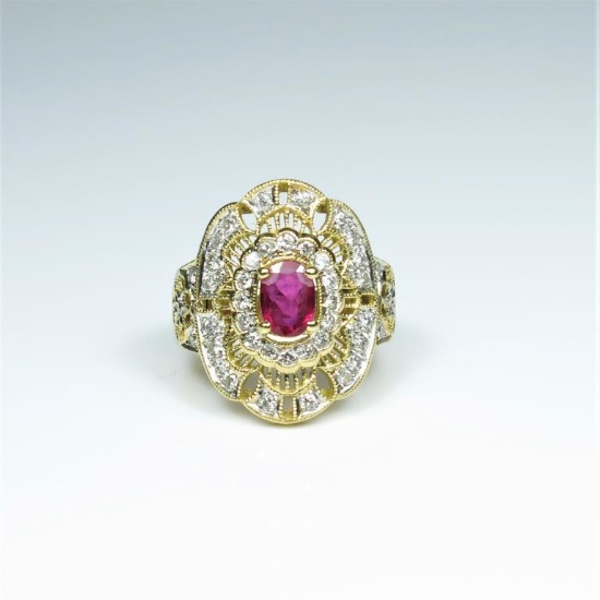 Gorgeous 18 karat Ruby and Diamond Ring
