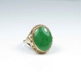 Antique Fine Quality 18 karat Green Jade Ring