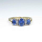 Vivid Blue Tanzanite and Diamond Ring