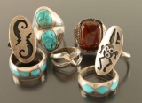 Lot of 7 Navajo and Hopi Rings