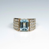 Fine Santa Maria Aquamarine and Diamond Ring