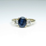 Classic Blue Sapphire and Diamond Ring