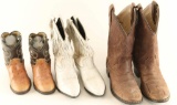 Lot of (3) Pairs of Kid's Cowboy Boots