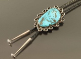 Large Silver and Turquoise Mens Bolo