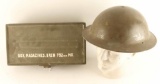 WWII British Helmet & Ammo Can