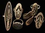 Lot of 6 Sterling Hopi Rings