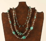 Lot of 3 Navajo Turquoise & Silver Necklaces