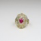 Estate Quality Vivid Red Ruby and Diamond Ring