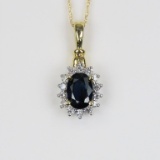 Pretty Blue Sapphire and Diamond Pendant
