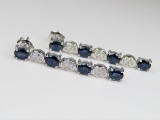 Striking Blue Sapphire and Diamond Earrings