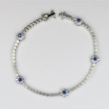 Contemporary Blue Sapphire and Diamond Bracelet