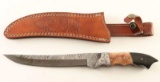 Fixed Blade Damascus Knife With Sheath