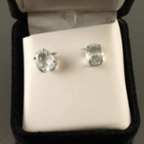 Ladies Oval Aquamarine Studs