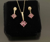 Delicate Pink Sapphire Pendant & Earrings Set