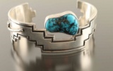 Signed Sterling Silver Cuff with Turquoise