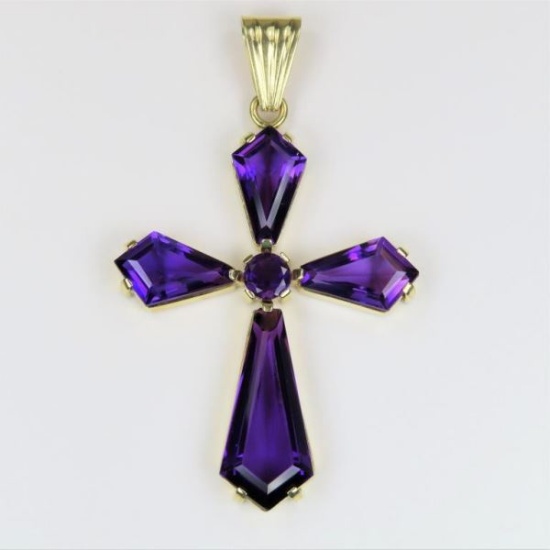 Artisan Crafted Amethyst Cross Pendant