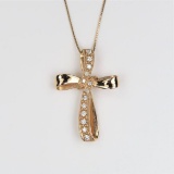 Graceful Rose Gold Diamond Cross Pendant