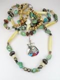 Turquoise, Agate and Sterling Silver Necklace