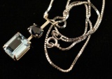 Tiffany Style Pendant with Blue Topaz & Sapphire