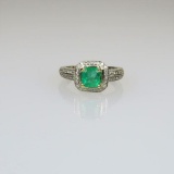 Beautiful Art Deco Style Emerald and Diamond Ring