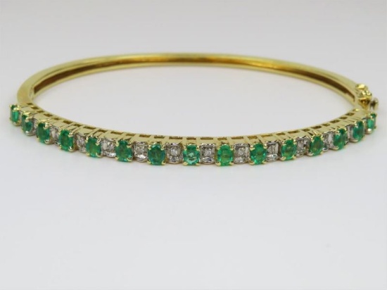 Fabulous Emerald and Diamond Bangle Bracelet