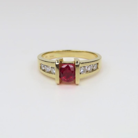 Beautiful Vivid Ruby and Diamond Ring