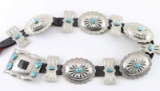 Nickeled & Turquoise Concho Belt