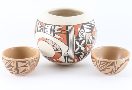 Lot of 3 Polychrome Pots