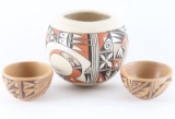 Lot of 3 Polychrome Pots