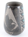 Blackware Hummingbird Pot